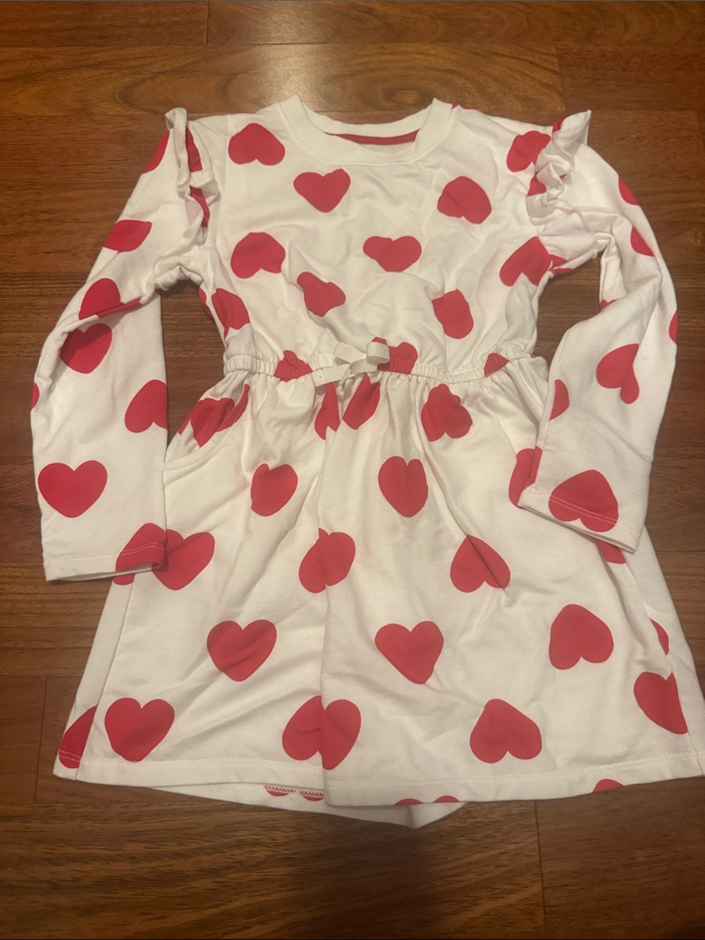Cat & Jack White Dress with Red Heart Print
